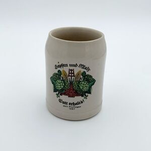 Vintage German Beer stein mug handmade stoneware Hopfen und Mals Gott erhalts